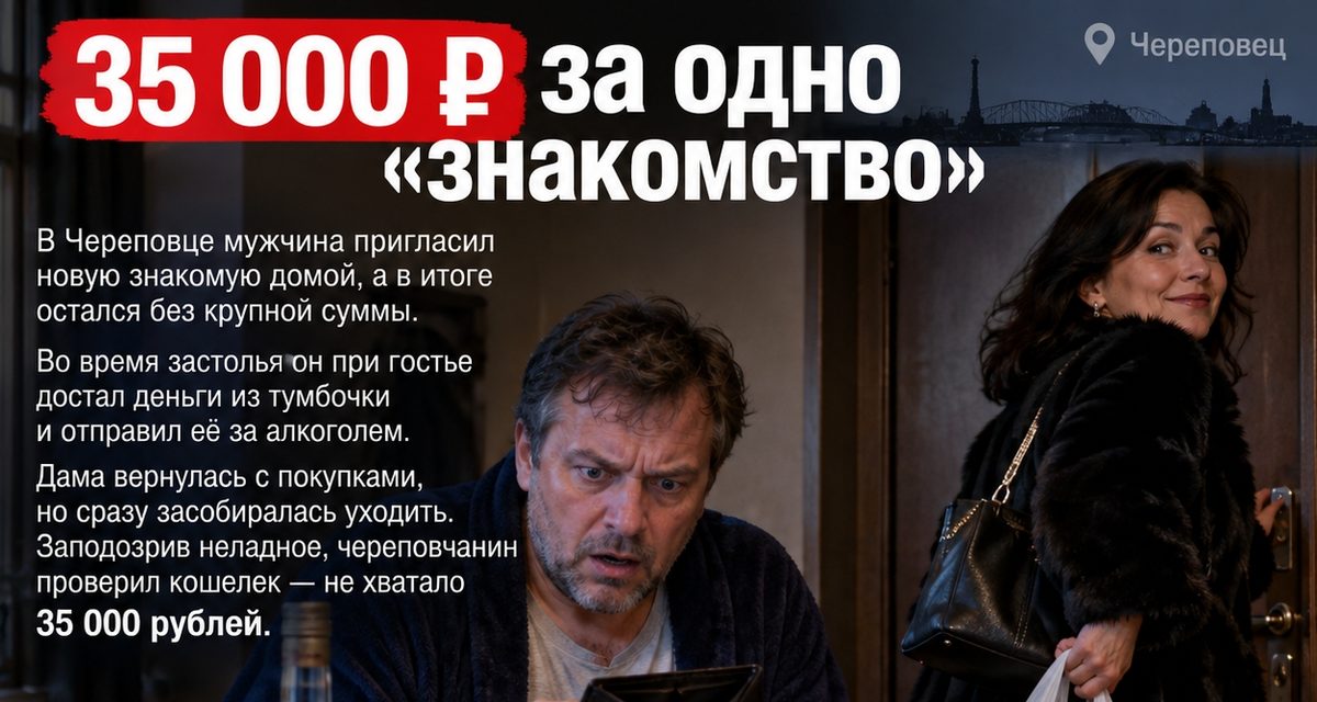 Череповчанин пригласил новую знакомую домой, а 35 тысяч нашли в её нижнем белье
