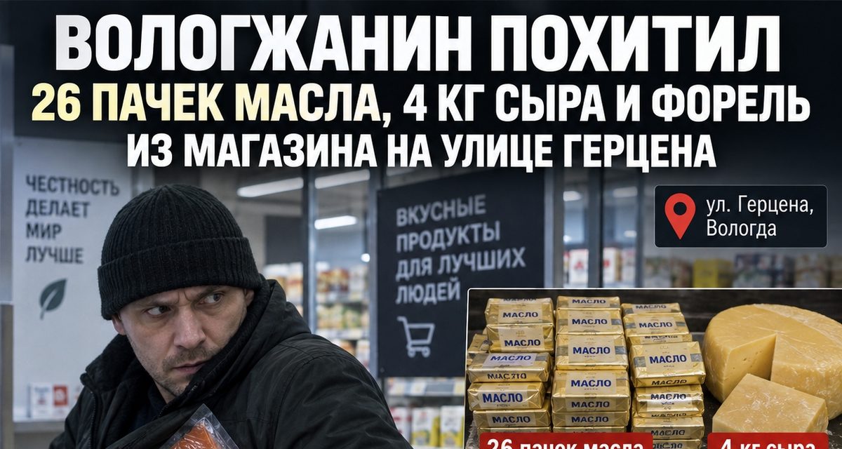 В Вологде ранее судимый мужчина украл 26 пачек масла, сыр и форель «для себя»